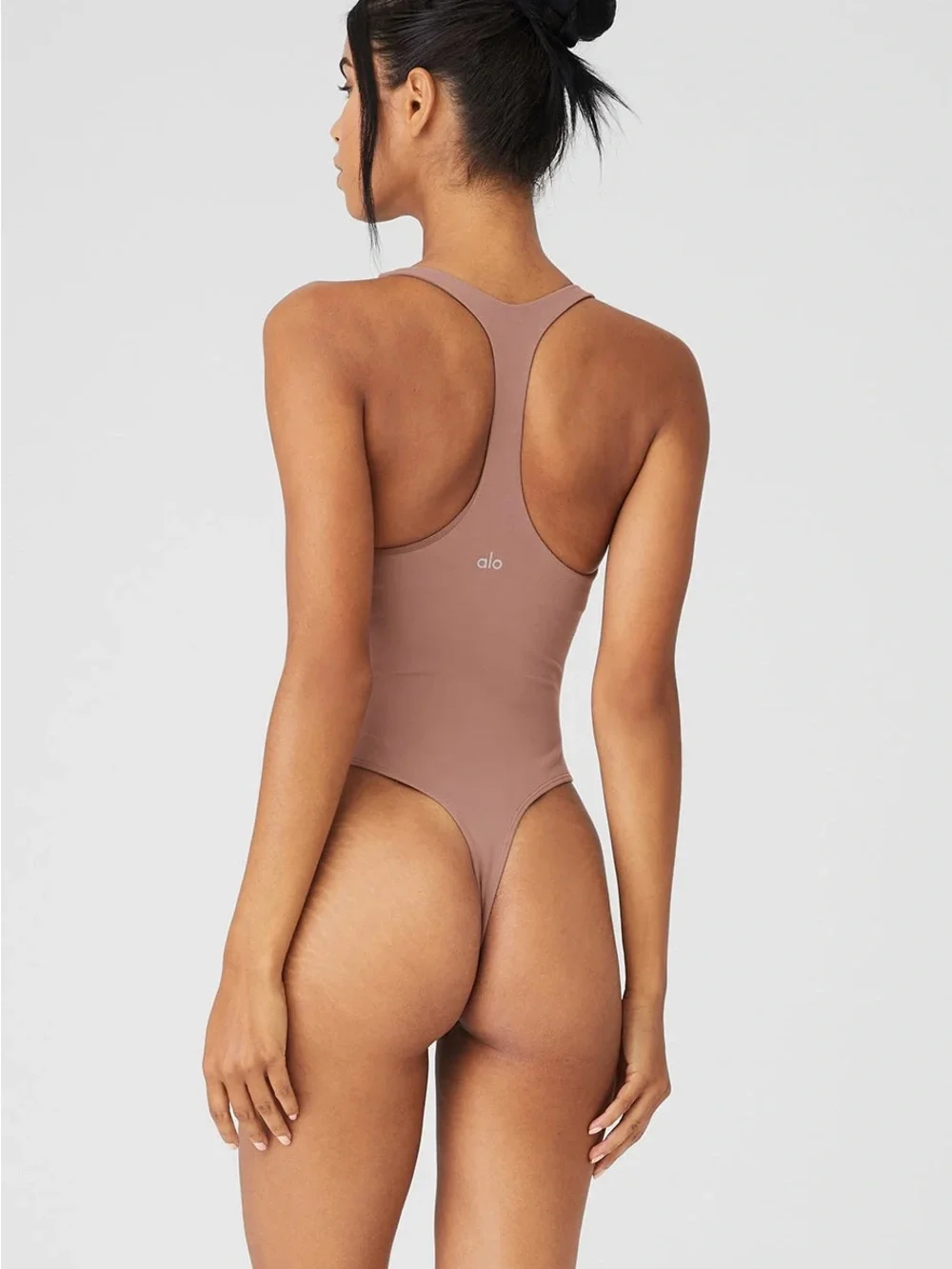 Alo sleek back bodysuit smoky quartz